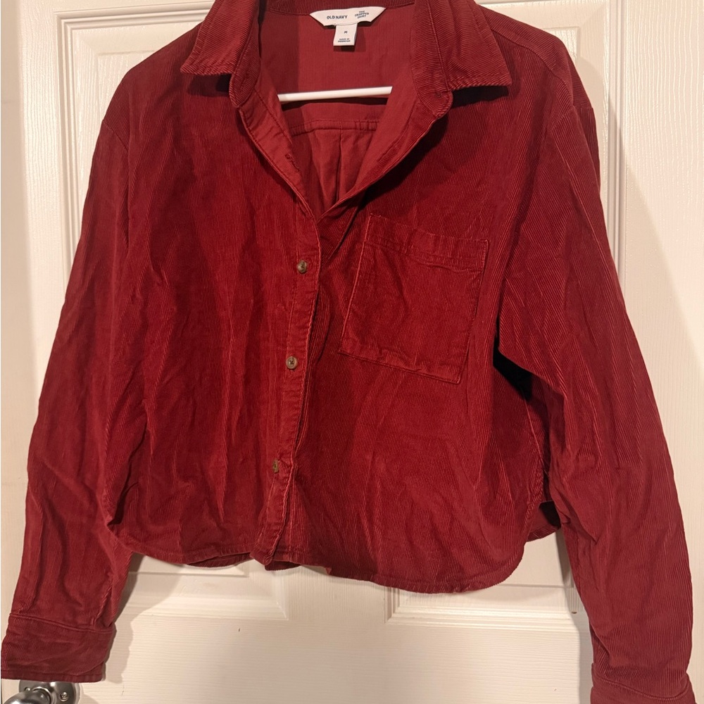Old Navy Rust Corduroy Cropped Shirt
